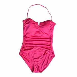 Tommy Bahama One Piece Swimsuit Pink Ruched Tummy Control Bathing Suit Size 12